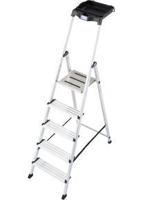 Stehleiter Krause "Secury", silber (silberfarben), H:185cm, Aluminium, Leitern, Stehleiter