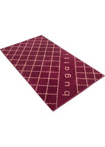 Strandtuch Bugatti "Angelo", rot (burgundy), B:100cm L:180cm, Frotteevelours, Obermaterial: 100% Baumwolle, Handt&uuml;cher, Strandtuch, Badetuch, kariert, mit Schriftzug
