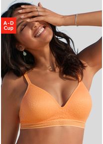 Bralette-BH Lascana "Freya", Damen, Gr. 75, Cup A, orange, Spitze, Obermaterial: 36% Polyamid, 29% Polyester, 27% Baumwolle, 8% Elasthan, BHs Bralette-BH, ohne B&uuml;gel mit eingearbeitetem Push-up Kissen, bequemer BH