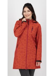 Softshellmantel DEPROC Active "SHELBY PEAK XII Softshell Kurzmantel Longjacket", Damen, Gr. 50 (XL), chilli, Softshell, 100% Polyester, tailliert ca. Mitte Oberschenkel, hoch geschlossener Ausschnitt, eingesetzt gerader Abschluss mit Klettverschl&uuml;ssen, M&auml;ntel Softshellmantel, leichter Softshell Kurzmantel mit abnehmbarer Kapuze
