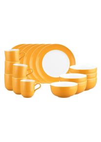Geschirr-Set Seltmann Weiden "Fr&uuml;hst&uuml;cks-Set Liberty Pure Colors 18er Set", orange (mango orange), 18, Porzellan, Geschirr-Sets, Geschirr-Set, Sp&uuml;lmaschinenfest, Mikrowellensicher, Ofenfest