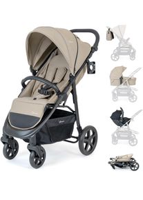 Kombi-Kinderwagen BABYGO "Evolution", Baby, beige, Aluminium, Stahl, Kinderwagen Kombi-Kinderwagen, mit Babywanne, Babyschale, Wickeltasche und Sportsitz
