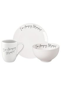 Villeroy & Boch Geschirr-Set VILLEROY & BOCH "Fr&uuml;hst&uuml;cks-Set Amazing not perfect Statement 3er Set wei&szlig;", wei&szlig;, 3, Porzellan, Geschirr-Sets, Geschirr-Set, Sp&uuml;lmaschinengeeignet, Mikrowellengeeignet