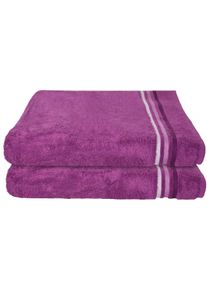 Duscht&uuml;cher Schiesser "Skyline Color aus 100 % Baumwolle mit eleganter Streifenbord&uuml;re", lila (violett), B:70cm L:140cm, Frottier, Frottier, Handt&uuml;cher, Duscht&uuml;cher, MADE IN GREEN by OEKO-TEX