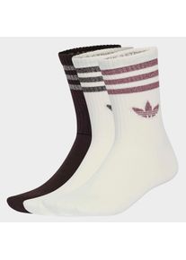 Sportsocken adidas originals "3-STREIFEN GLITZER CREW, 3 PAAR", Damen, Gr. XL, sanftes wei&szlig;, aurora coffee, Obermaterial: 56% Baumwolle, 40% Polyester, 3% Polyamid, 1% metallisierte Fasern, Socken Sportsocken