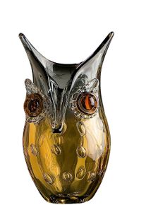 Dekovase GILDE GLAS ART "Eule", gold (grau, goldfarben), B:12,5cm H:23cm T:12cm, Glas, Vasen, Dekovase