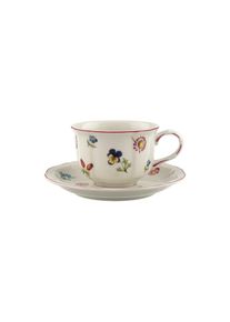 Villeroy & Boch Tasse VILLEROY & BOCH "Teetasse mit Untertasse Petite Fleur 130 ml bunt", bunt, B:14,5cm H:8cm &Oslash;:14,5cm, Porzellan, Trinkgef&auml;&szlig;e, Tasse, Sp&uuml;lmaschinenfest, Mikrowellensicher