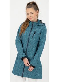 Softshellmantel DEPROC Active "SHELBY PEAK XII Softshell Kurzmantel Longjacket", Damen, Gr. 36 (S), navy, Softshell, 100% Polyester, tailliert ca. Mitte Oberschenkel, hoch geschlossener Ausschnitt, eingesetzt gerader Abschluss mit Klettverschl&uuml;ssen, M&auml;ntel Softshellmantel, leichter Softshell Kurzmantel mit abnehmbarer Kapuze