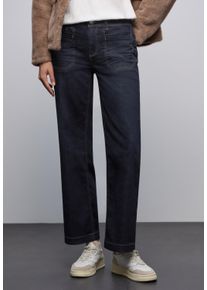 Weite Jeans Street One, Damen, Gr. 26, L&auml;nge 30, rinsed wash, Denim/Jeans, Obermaterial: 72% Baumwolle, 27% Polyester (REPREVE), 1% Elasthan, unifarben, regular fit lang, Jeans Weite Jeans, im Five-Pocket Style