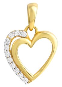 Herzanh&auml;nger Firetti "Schmuck Geschenk Gold 333 Herz", wei&szlig; (gelbgoldfarben, wei&szlig;goldfarben, kristallwei&szlig;, kristallwei&szlig;), Schmuckanh&auml;nger, Damen, Gelbgold 333, 1,16 g, Herzanh&auml;nger, mit Zirkonia (synth.)