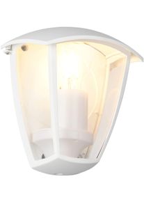 Trio LEUCHTEN Au&szlig;en-Wandleuchte "VENTA, Outdoor Hauswand Fassadenbeleuchtung, exkl 1x E27 max 10W, IP44", wei&szlig; matt, 1, H: 20cm, 1 Stk., Leuchten, Wandlampe Garten Terrasse, Aluminium mit Kunststoff Schirm transparent, Au&szlig;en-Wandleuchte
