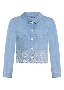 Jeansblazer Cartoon "Jeansjacke mit Stickerei", Damen, Gr. 44, blau, Obermaterial: 99% Baumwolle CO. 1% Elasthan EL., Blazer Jeansblazer