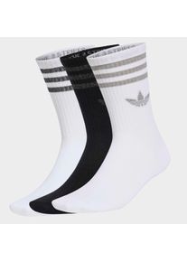 Sportsocken adidas originals "3-STREIFEN GLITZER CREW, 3 PAAR", Damen, Gr. XL, wei&szlig;, silber metallic, schwarz, Obermaterial: 56% Baumwolle, 40% Polyester, 3% Polyamid, 1% metallisierte Fasern, Socken Sportsocken