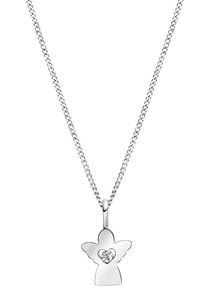 Kette mit Anh&auml;nger Firetti "Schmuck Geschenk Silber 925 Halsschmuck Halskette Panzerkette Herz", silber (silberfarben, kristallwei&szlig;), Halsketten, Damen, Silber 925 (Sterlingsilber), L: 42 B: 1,1mm, Kette mit Anh&auml;nger, mit Zirkonia (synth.), B:1,1mm