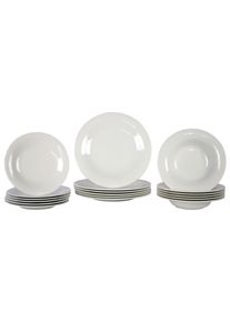 Villeroy & Boch Geschirr-Set VILLEROY & BOCH "Teller-Set New Cottage Basic 18er Set wei&szlig;", wei&szlig;, 18, Porzellan, Geschirr-Sets, Geschirr-Set, Sp&uuml;lmaschinengeeignet, Mikrowellengeeignet