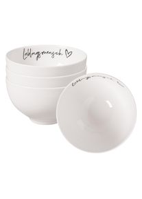 Villeroy & Boch Schale VILLEROY & BOCH "Bols Lieblingsmensch Statement &oslash; 13,8 cm 4er Set wei&szlig;", wei&szlig;, Sch&uuml;sseln, Schale