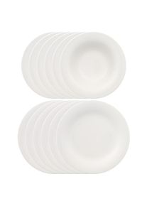 Villeroy & Boch Geschirr-Set VILLEROY & BOCH "Tafelservice New Cottage Basic 12er Set wei&szlig;", wei&szlig;, 12, Porzellan, Geschirr-Sets, Geschirr-Set, Sp&uuml;lmaschinengeeignet, Mikrowellengeeignet