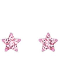 Paar Ohrstecker Amor "Sternchen", bunt (silberfarben, rosa, rosa), Ohrringe, M&auml;dchen, Silber 925 (Sterlingsilber), Paar Ohrstecker, mit Kristallglas