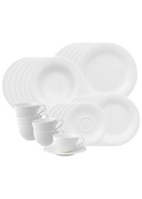Villeroy & Boch Geschirr-Set VILLEROY & BOCH "Kombiservice New Cottage Basic 30er Set wei&szlig;", wei&szlig;, 30, Porzellan, Geschirr-Sets, Geschirr-Set, Sp&uuml;lmaschinengeeignet, Mikrowellengeeignet
