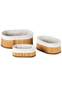 Aufbewahrungskorb Kesper "Bambus K&ouml;rbchen, 3er Set, FSC", braun, B:30cm H:20cm T:12cm, Bambus, Aufbewahrungsboxen, Aufbewahrungskorb, in 3 verschiedenen Gr&ouml;&szlig;en