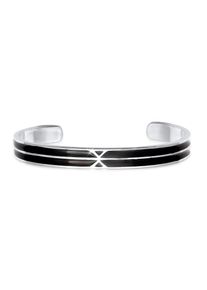 Armreif Kuzzoi "Armband Herren Armreif Emaille Schwarz Offen 925 Silber" Gr. 190, silber, Armb&auml;nder, Herren, Silber 925 (Sterlingsilber), Armreif
