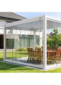 Glasschiebet&uuml;ren f&uuml;r Pergola | 4 m, wei&szlig;