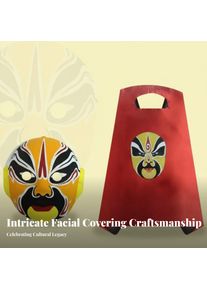 Chinese Theatrical Cape and Facial Covering Set Includes Bonus Doll Play Costume Performance Prepared Traditional Pattern