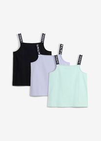 bonprix Top din amestec elastic de bumbac organic (set/3 buc.), verde, 170