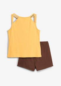 bonprix Top și pantaloni scurți din bumbac organic 100% (set/2 piese), maro, 140