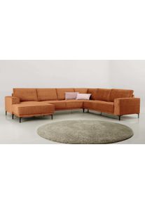 Wohnlandschaft OTTO HOME "OLAND U-Form, XXL, B: 342 cm, Skandi-Design", orange (brick), B:342cm H:85cm T:260cm, 100% Polyester, Sofas, Wohnlandschaft, Skandi-Design in Struktur, Flachgewebe, Luxus-Microfaser, Boucle