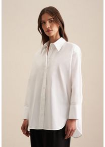 Longbluse Seidensticker "Schwarze Rose", Damen, Gr. M (38), wei&szlig;, 100% Baumwolle, unifarben, oversize, ohne Ausschnitt, Blusen Longbluse, Langarm Kragen Uni