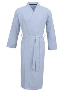 Unisex-Bademantel Carl Ross "flat weave" Gr. S, blau (ocean blau, sanftes wei&szlig;), L:125cm, Obermaterial: 100% Baumwolle, Hausm&auml;ntel, Unisex-Bademantel, Kimono