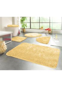 Badematte Kinzler "Chaozhou, Badvorleger, Badezimmer Teppich" Gr. 8, gelb, H:20mm, Polyester, Badematten, Badematte, Badteppich, Uni Farben, weich, als rechteckig, rund & Set erh&auml;ltlich