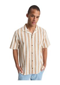 Kurzarmhemd Quiksilver "Sunset Song", Herren, Gr. S, US-Gr&ouml;&szlig;en, bone wei&szlig; stripes sunset, Obermaterial: 55% Baumwolle, 45% Hanf., Hemden Kurzarmhemd