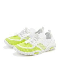 Sneaker Lascana "Slip-On-Sneaker, Sommer Sneaker", Damen, Gr. 42, Textil, gr&uuml;n (wei&szlig;, lime), Obermaterial: 50% Lederimitat, 50% Textilmaterial. Decksohle: 100% Textilmaterial. Futter: 100% Textilmaterial. Laufsohle: 100% Synthetik, mehrfarbig, Basic, Schuhe Sneaker, Freizeitschuh, Halbschuh superleicht, flache flexible Sohle VEGAN