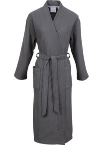Unisex-Bademantel Carl Ross "wash&wear" Gr. M, basalt, ice blau, L:130cm, Baumwoll-Mix, Hausm&auml;ntel, Unisex-Bademantel, Kimono