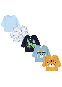 Langarmshirt TUPTAM "Shirt Baby Jungen Langarmshirt 5er Set", M&auml;dchen, Gr. 92, blau (mehrfarbig 7), Obermaterial: 100% Baumwolle CO., Shirts Langarmshirt