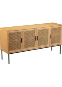 Couchtisch OTTO HOME "Lavisha", beige (naturfarben), B:160cm H:80cm T:40cm, Tische, Couchtisch, Mit Rattan-Geflecht Einsatz, 4-t&uuml;rig