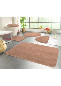 Badematte Kinzler "Chaozhou, Badvorleger, Badezimmer Teppich" Gr. 4, braun (hellbraun), H:20mm, Polyester, Badematten, Badematte, Badteppich, Uni Farben, weich, als rechteckig, rund & Set erh&auml;ltlich
