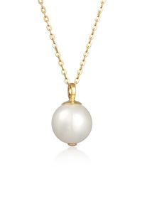Lange Kette NENALINA "Halskette Muschelkernperle Anh&auml;nger Klassik 925 Silber" Gr. 55, gold, Halsketten, Damen, Silber 925 (Sterlingsilber), Lange Kette
