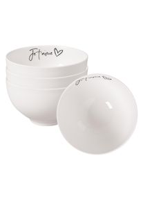 Villeroy & Boch Schale VILLEROY & BOCH "Bols Je t'aime Statement &oslash; 13,8 cm 4er Set wei&szlig;", wei&szlig;, Sch&uuml;sseln, Schale