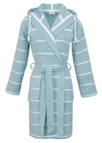 Unisex-Bademantel Carl Ross "supercombed light" Gr. XS, ocean blau, sanftes wei&szlig;, L:100cm, Frottier, Hausm&auml;ntel, Unisex-Bademantel, Kapuze