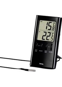 Wetterstation Hama "LCD-Thermometer "T-350", Schwarz Mit Au&szlig;enf&uuml;hler", schwarz, Wetterstationen, Wetterstation