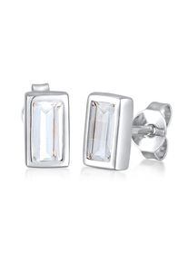 Paar Ohrstecker Kuzzoi "Ohrringe Rechteck Topas Wei&szlig; 925 Sterling Silber" Gr. 7, silber, Ohrringe, Herren, ohne Stein, Silber 925 (Sterlingsilber), Paar Ohrstecker