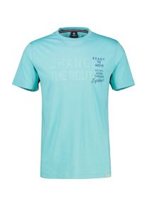 Kurzarmshirt Lerros, Herren, Gr. XL, coastal blau, Single Jersey, Obermaterial: 100% Baumwolle, bedruckt, regular fit taillenbedeckt, Rundhals, gerader Abschluss, Shirts Kurzarmshirt, Sommershirt mit Schriftzug
