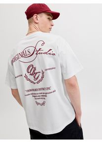 Jack & Jones Rundhalsshirt JACK & JONES "JORSANREMO TYPO TEE SS CREW NECK LN", Herren, Gr. XL, hellwei&szlig;, Jersey, Obermaterial: 60% Baumwolle, 40% Polyester, bedruckt, relaxed fit normal, Rundhals, Shirts Rundhalsshirt, Baumwollmischung, locker geschnitten