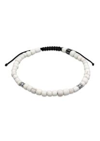 Fu&szlig;kette Kuzzoi "Fu&szlig;schmuck Herren Heishi Glas Beads Textilband 925 Silber" Gr. 22, silber, Fu&szlig;ketten, Herren, Silber 925 (Sterlingsilber), Fu&szlig;kette