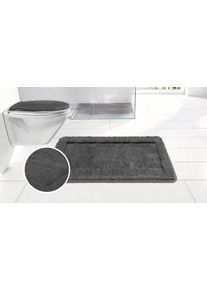 Badematte OTTO HOME "Sanremo mit Rahmen, Badvorleger, Badezimmer Teppich, sehr weich", grau (anthrazit), H:25mm, Polyester, Badematten, Badematte, Badteppich, unifarben, rechteckig und als 3-tlg. Set erh&auml;ltlich