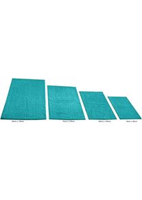 Badematte Kinzler "Chenille, Badvorleger, Badezimmer Teppich" Gr. 2, blau (petrol), H:18mm, Polyester, Badematten, Badematte, Badteppich, Uni Farben, weich, als rechteckig & halbrund erh&auml;ltlich