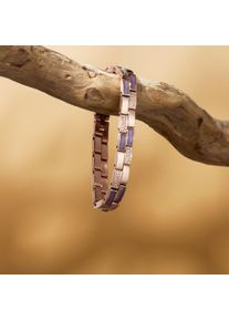Bracelet Holzkern pour femme Kensington (am&eacute;thyste/or rose) en bois naturel, taille ajustable